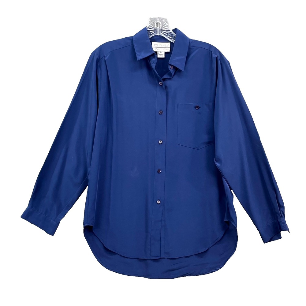 Liquid Silk Peters & Ashley Blouse Womens 8 Button Up Minimalist Office Career